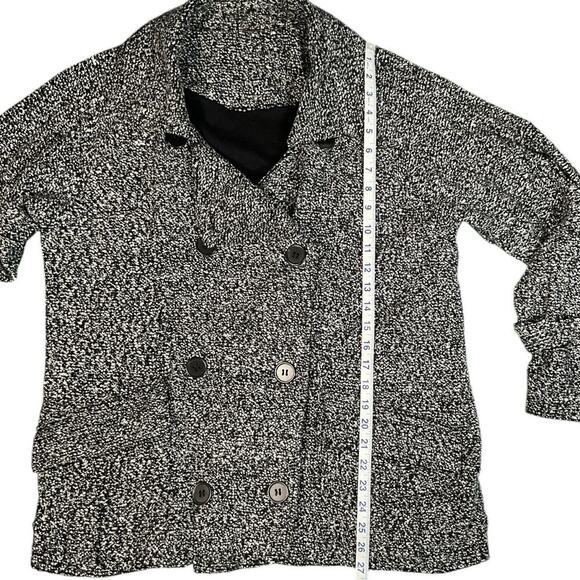 Free People Black Tweed Bounce Jacket Size Medium Big Button Slouchy Over Sized - Picture 9 of 13